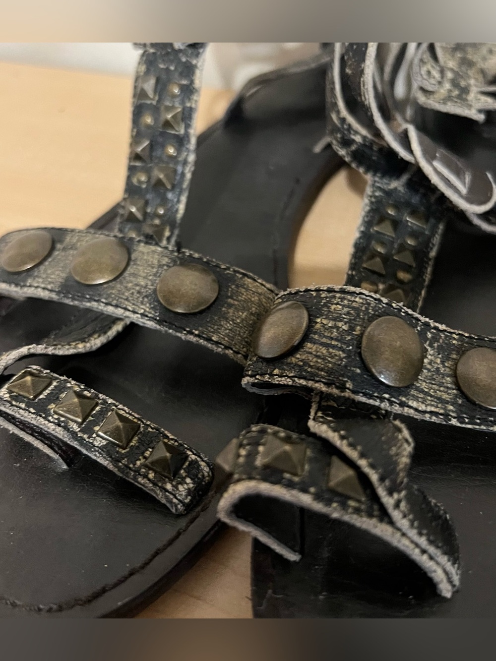 ZIGI girl Gladiator Sandals with Metallic Distressed Studs - Picture 3 of 6